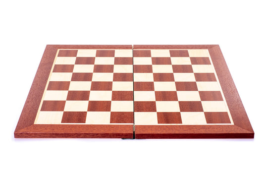 Mahogany and Maple Veneer Folding Wooden Chess Board (L)